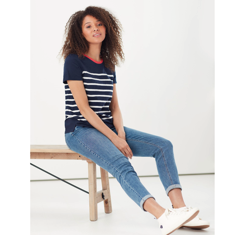 Joules Classic Crew T-Shirt - French Navy Cream Stripe-1